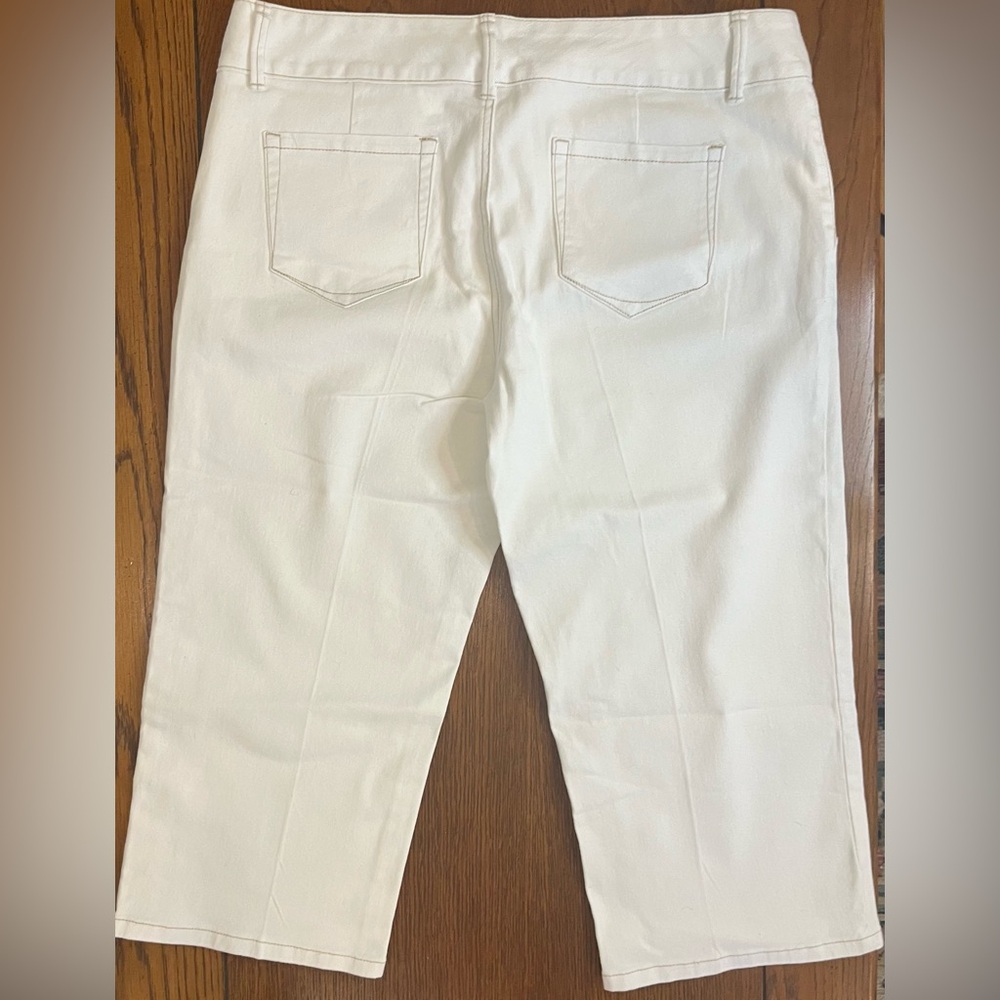 Axcess Stretch Relaxed Fit Cropped Denim Jeans Cotton White Size 16 - Picture 6 of 11